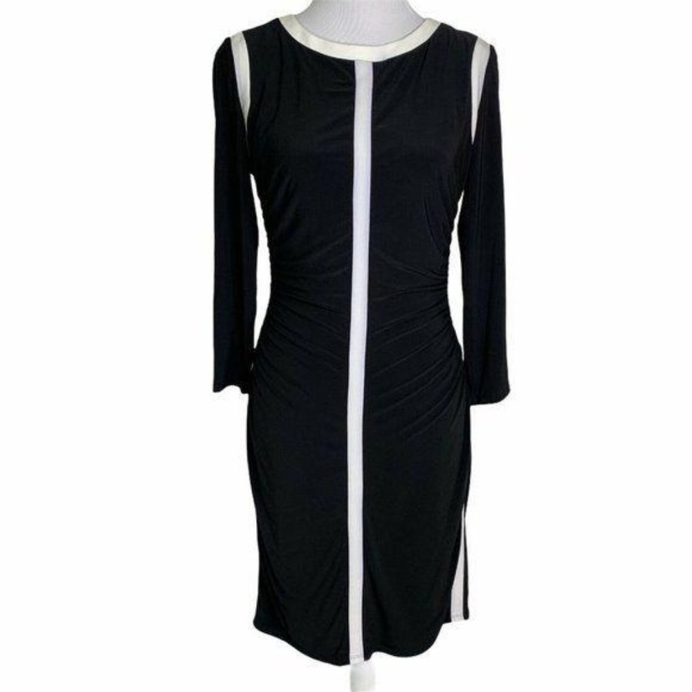 Ralph Lauren Colorblock Ruched Stretch Dress